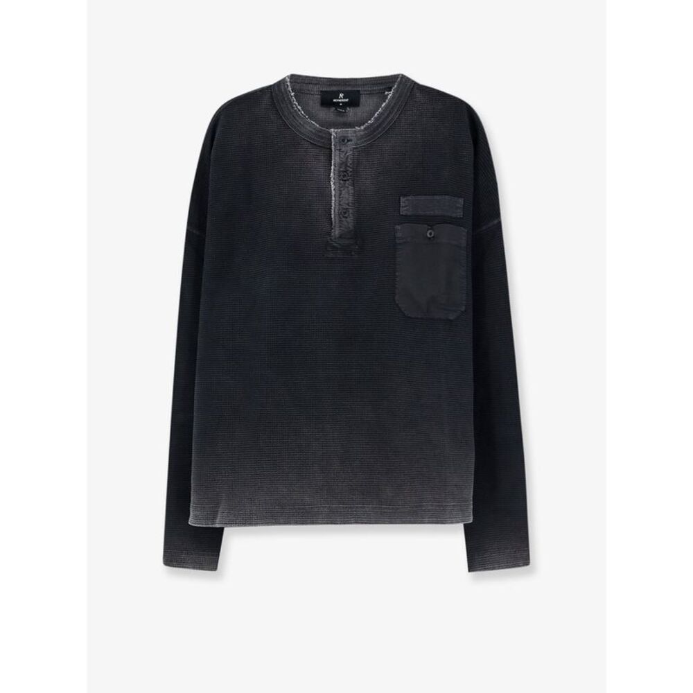 Represent Men Cotton Henley T-Shirt With A Washed-Out Effect